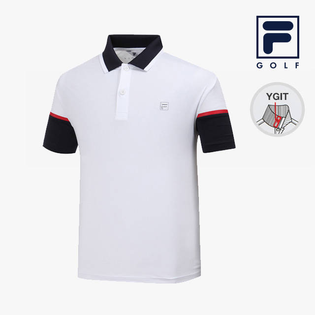 휠라골프 남성 배색 소매 반팔티셔츠